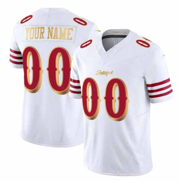 Custom SF.49ers Active Player White Gold 2025 F.U.S.E. “Rivalriesâ€?Vapor Limited Stitched Jersey
