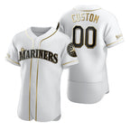 Custom Seattle Mariners White Stitched Flex Base Golden Edition Baseball Jersey