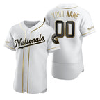 Custom Washington Nationals White Stitched Flex Base Golden Edition Baseball Jersey
