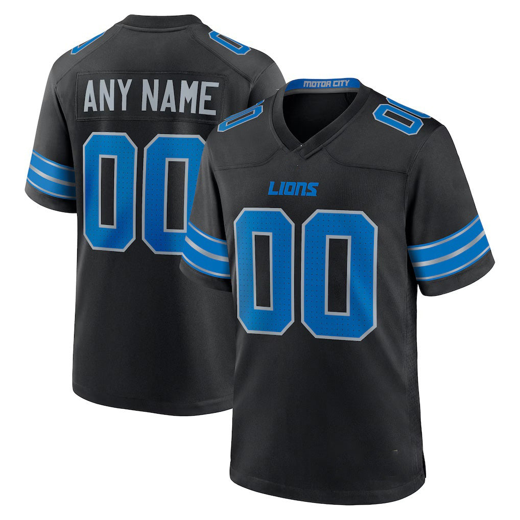 Custom D.Lions Black Alternate Game Stitched Football American Jersey
