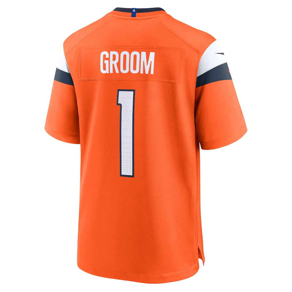 D.Broncos Number #1 Groom Orange Game Stitched Football American Jersey