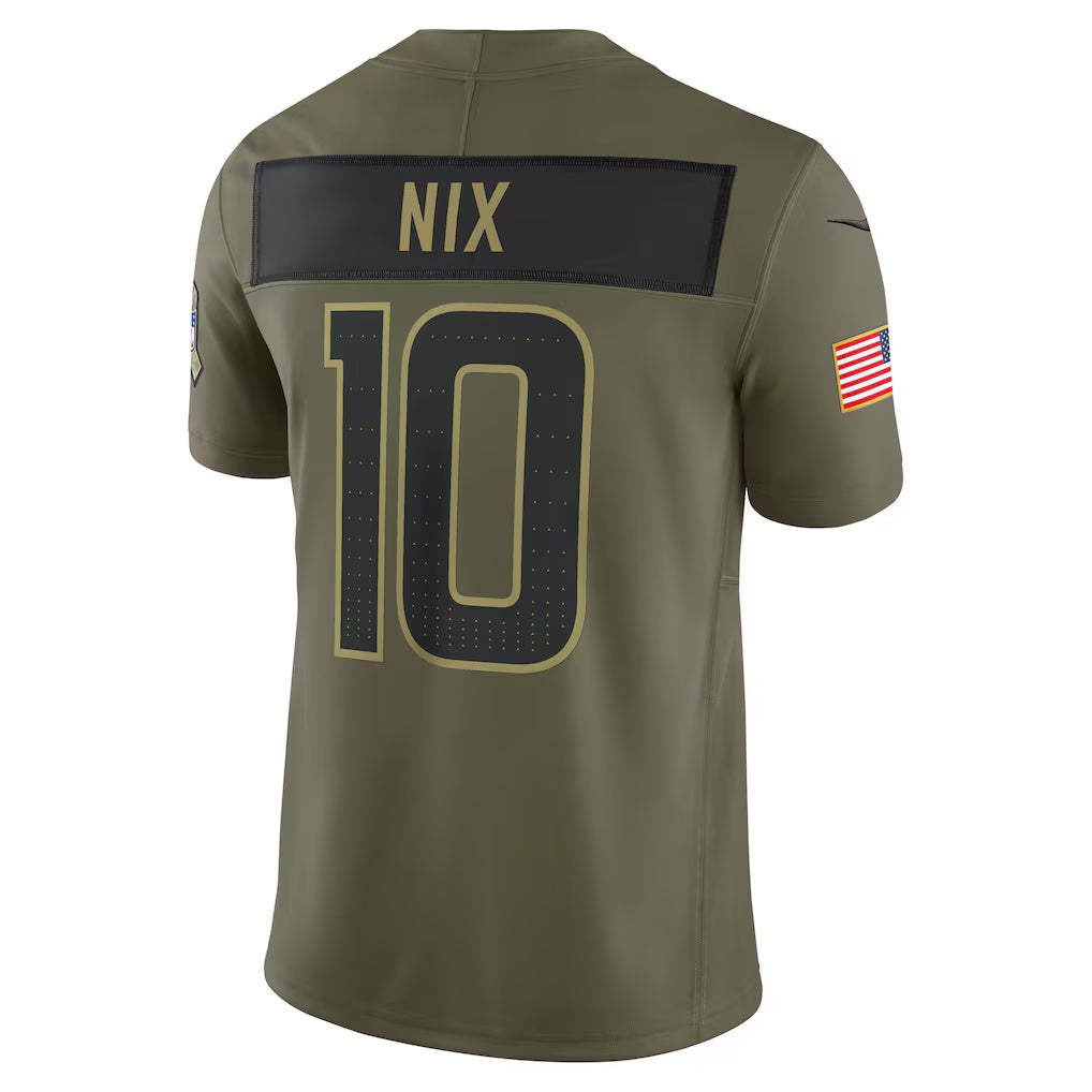D.Broncos #10 Bo Nix Olive 2025 Salute to Service Limited Stitched Football American Jersey
