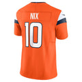 D.Broncos #10 Bo Nix Orange Vapor F.U.S.E. Limited Stitched Football American Jersey