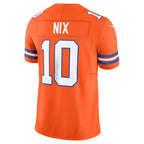 D.Broncos #10 Bo Nix Orange Vapor F.U.S.E. Limited Stitched Football American Jersey