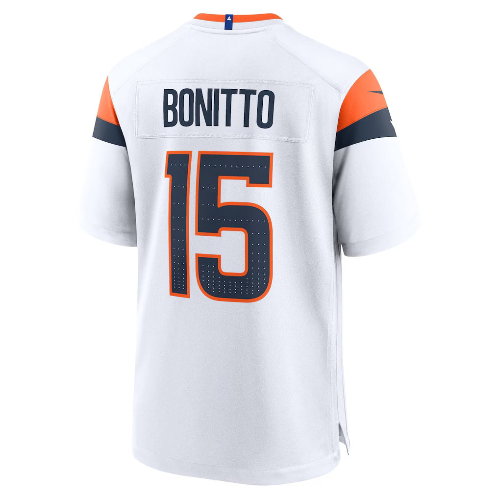 D.Broncos #15 Nik Bonitto White Game Stitched Football American Jersey