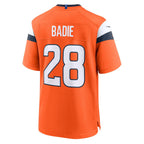 D.Broncos #28 Tyler Badie Orange Team Game Stitched Football American Jersey