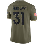 D.Broncos #31 Justin Simmons Olive  Salute To Service Limited Stitched Football American Jersey