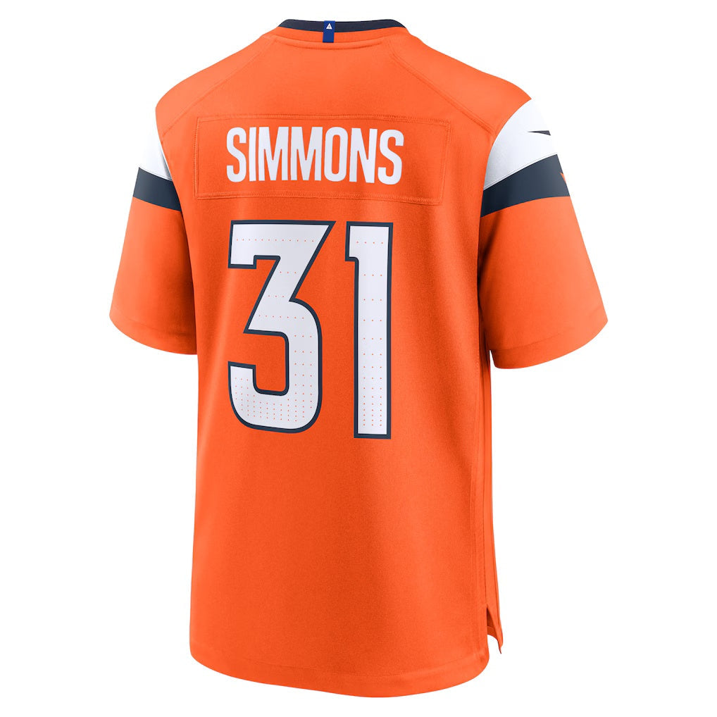 D.Broncos #31 Justin Simmons Orange Game Stitched Football American Jersey