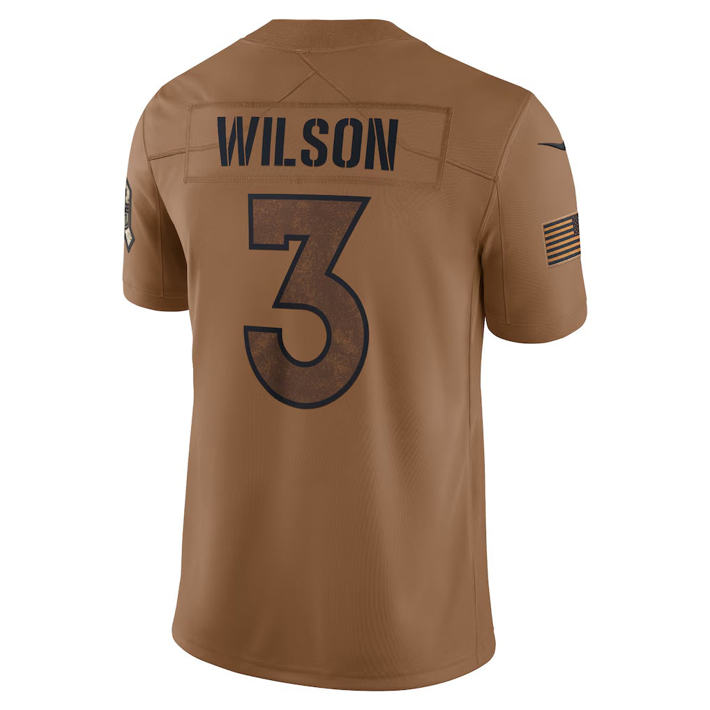 D.Broncos #3 Russell Wilson Brown Salute To Service Limited Stitched Football American Jersey