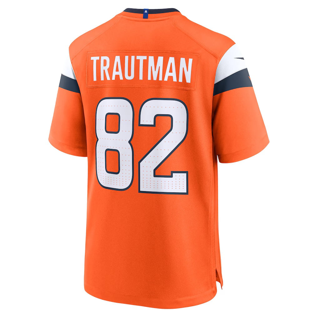D.Broncos #82 Adam Trautman Orange Team Game Stitched Football American Jersey
