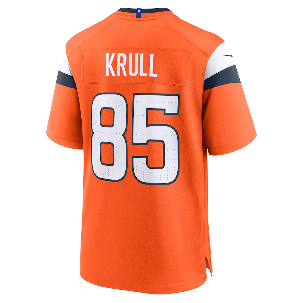 D.Broncos #85 Lucas Krull Orange Team Game Stitched Football American Jersey
