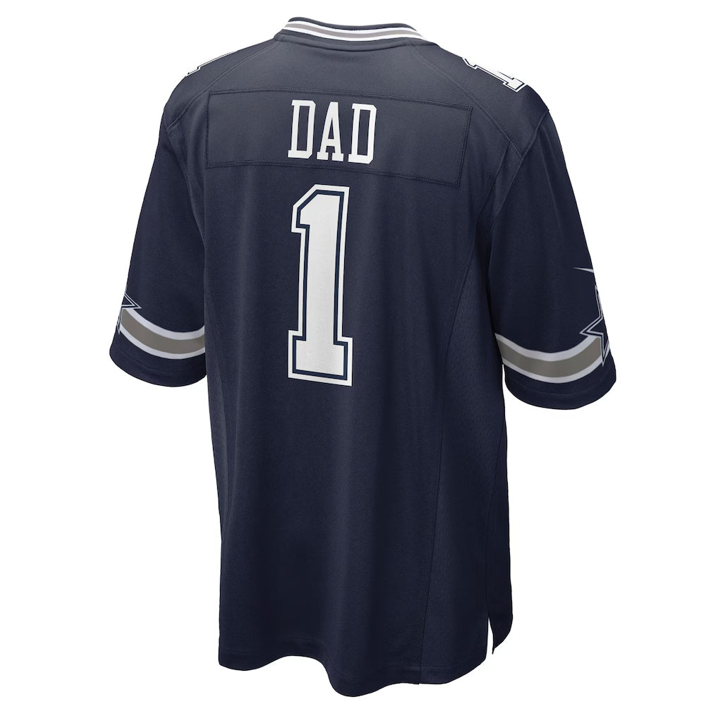 D.Cowboys Number #1 Dad Navy Game Stitched Football American Jersey