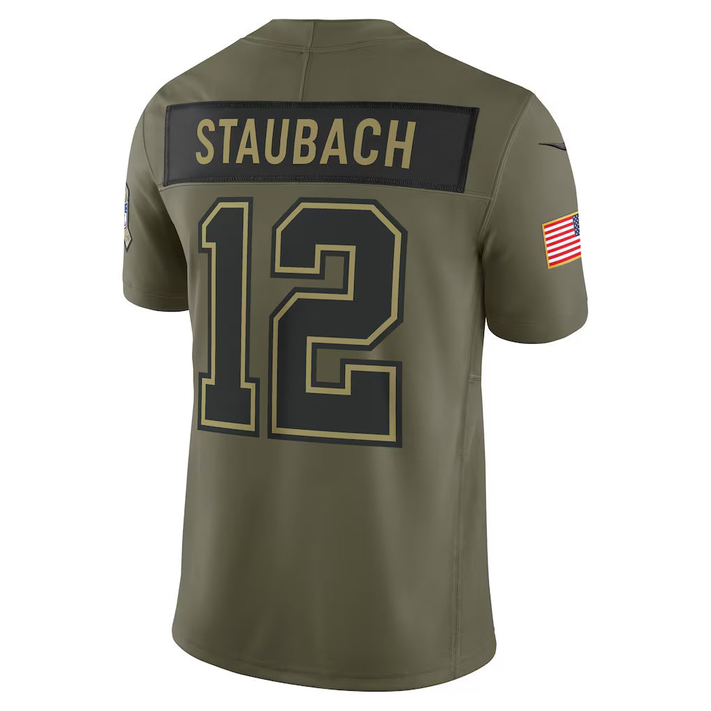 D.Cowboys #12 Roger Staubach Olive 2025 Salute to Service Retired Limited Stitched Football American Jersey