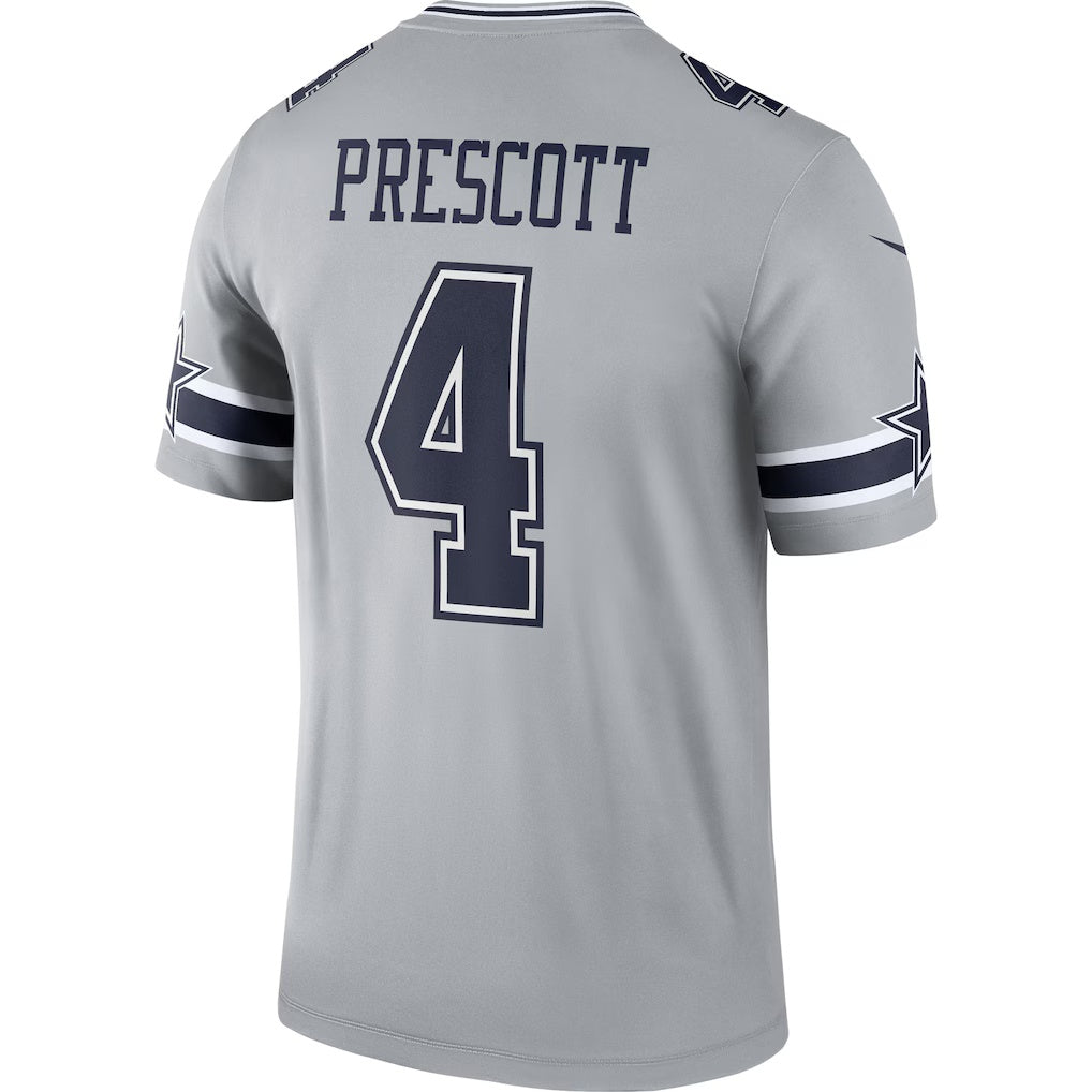 D.Cowboys #4 Dak Prescott Gray Inverted Legend Player Performance Top Stitched Football American Jersey