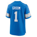 D.Lions Number #1 Groom Blue Game Stitched Football American Jersey