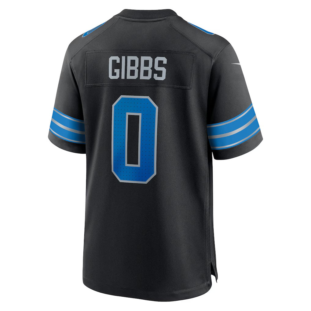 D.Lions #0 Jahmyr Gibbs Black 2nd Alternate Game Player Stitched Football American Jersey