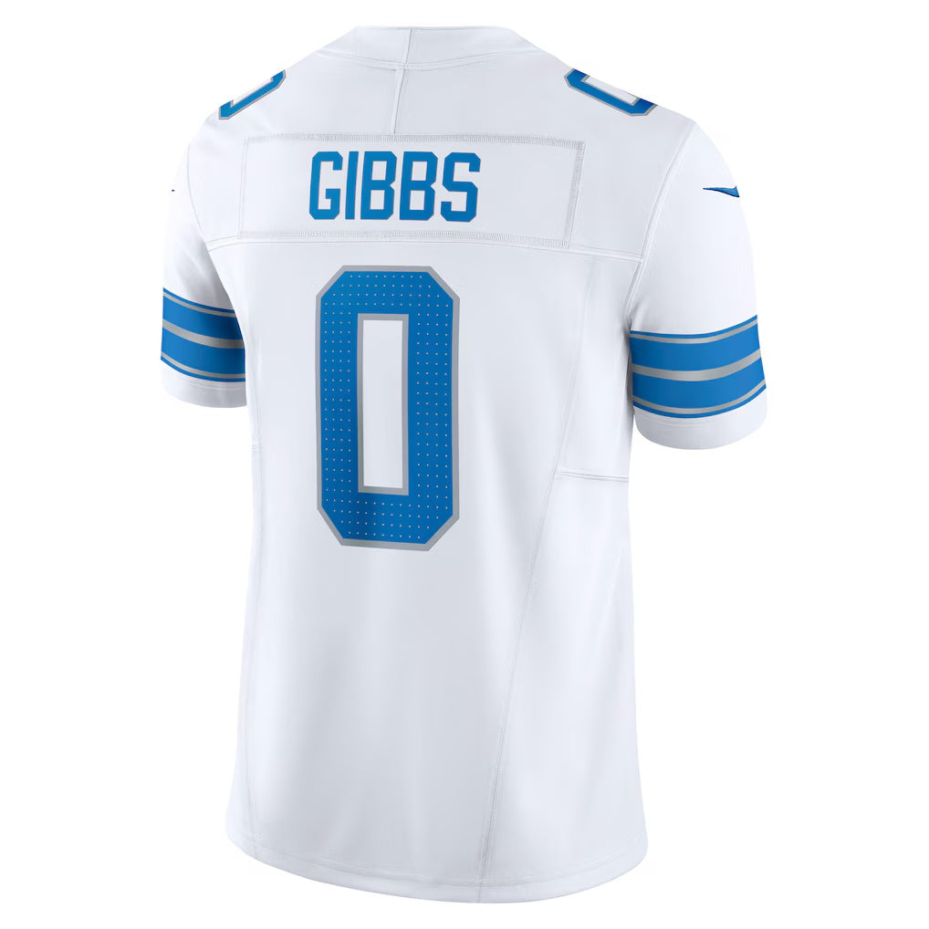 D.Lions #0 Jahmyr Gibbs White Vapor F.U.S.E. Limited Stitched Football American Jersey