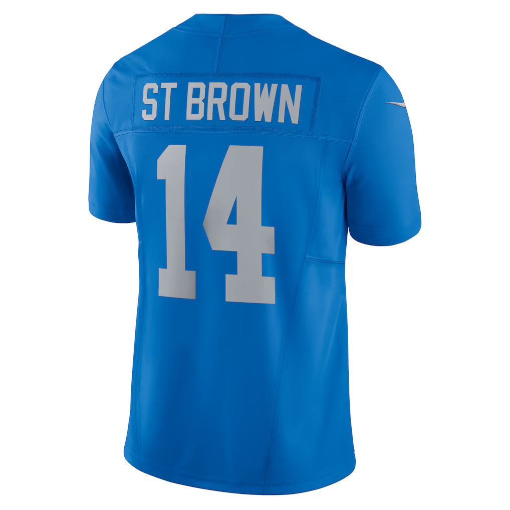 D.Lions #14 Amon-Ra St. Brown Blue Vapor F.U.S.E. Alternate Limited Stitched Football American Jersey
