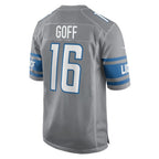 D.Lions #16 Jared Goff  Silver Game Stitched Football American Jersey