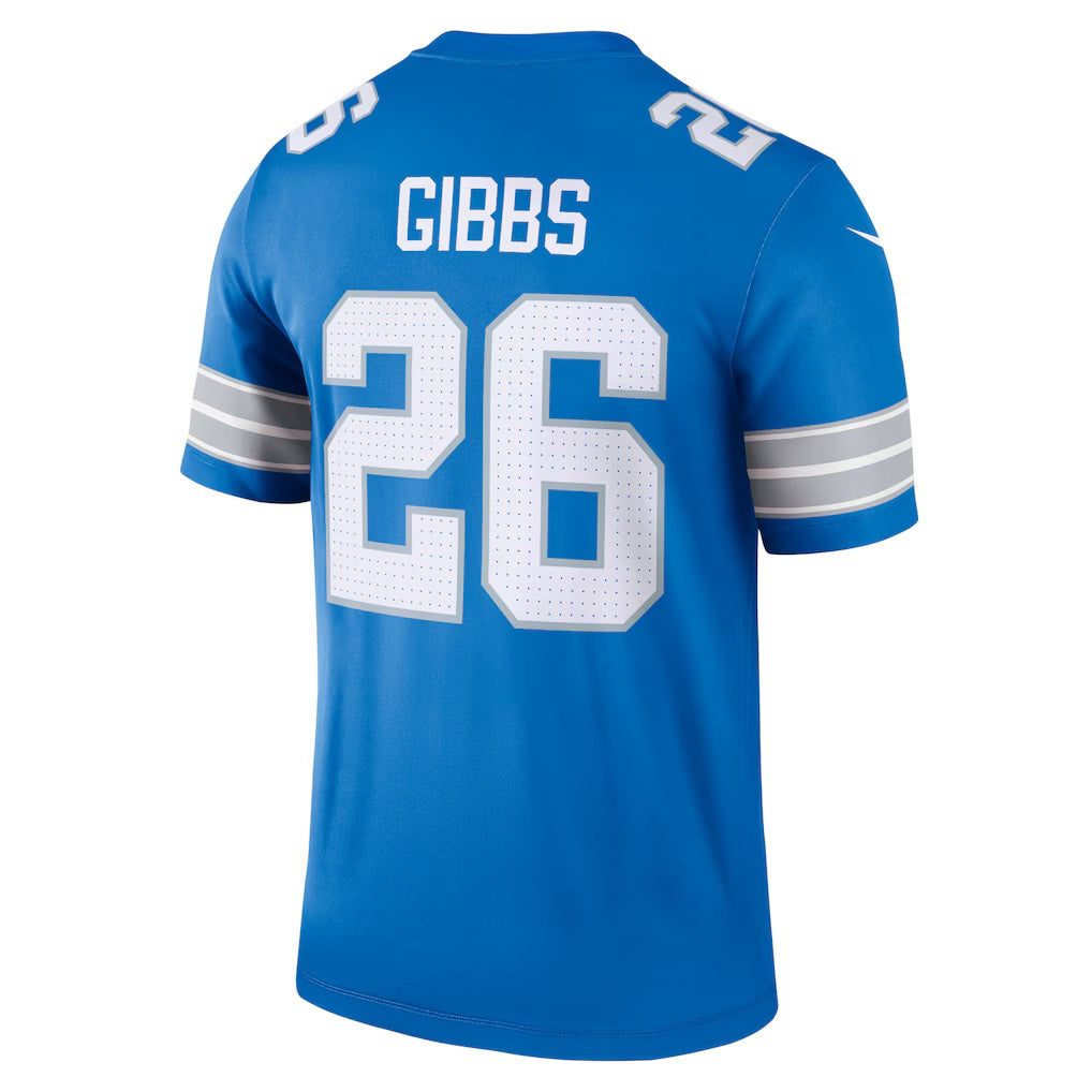 D.Lions #26 Jahmyr Gibbs Blue Legend Player Performance Top Stitched Football American Jersey