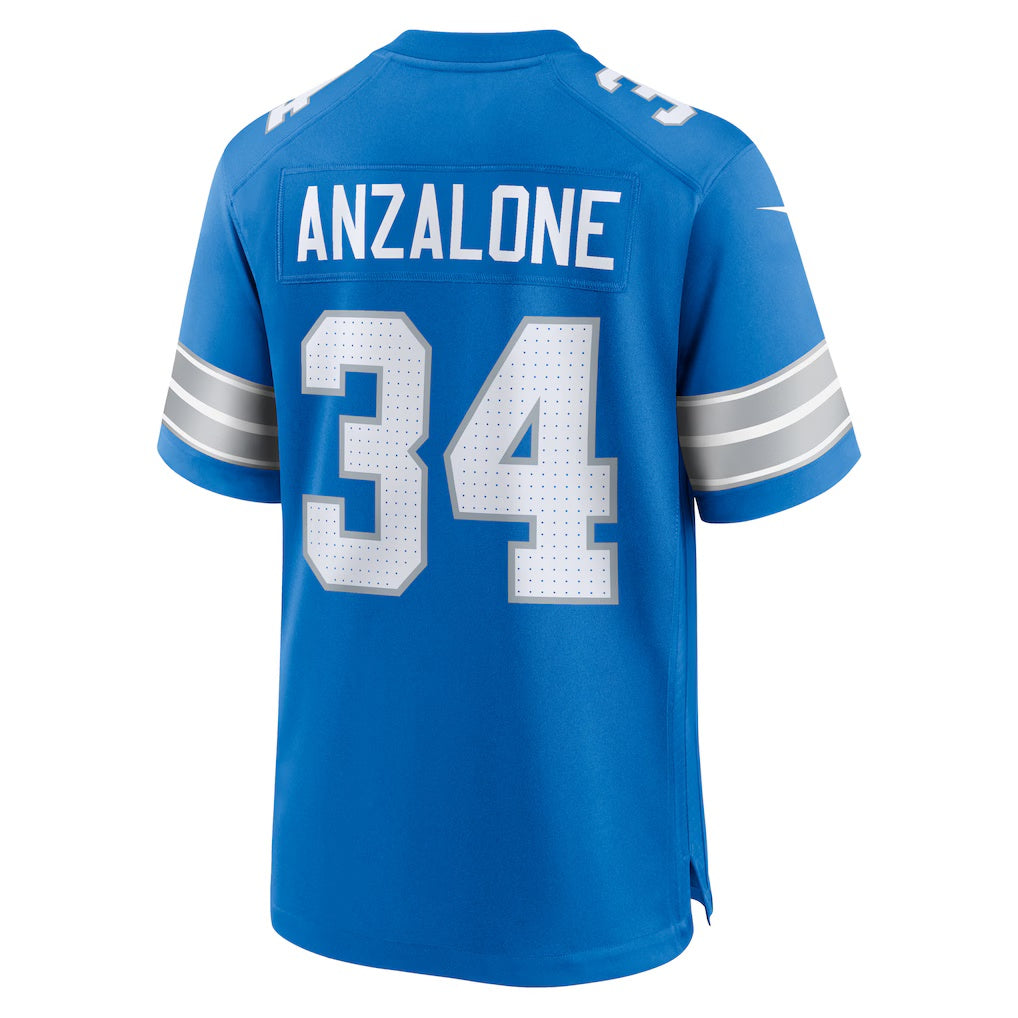 D.Lions #34 Alex Anzalone Blue Game Stitched Football American Jersey