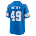 D.Lions #49 Hogan Hatten Blue Game Stitched Football American Jersey