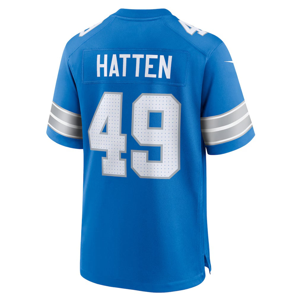 D.Lions #49 Hogan Hatten Blue Game Stitched Football American Jersey