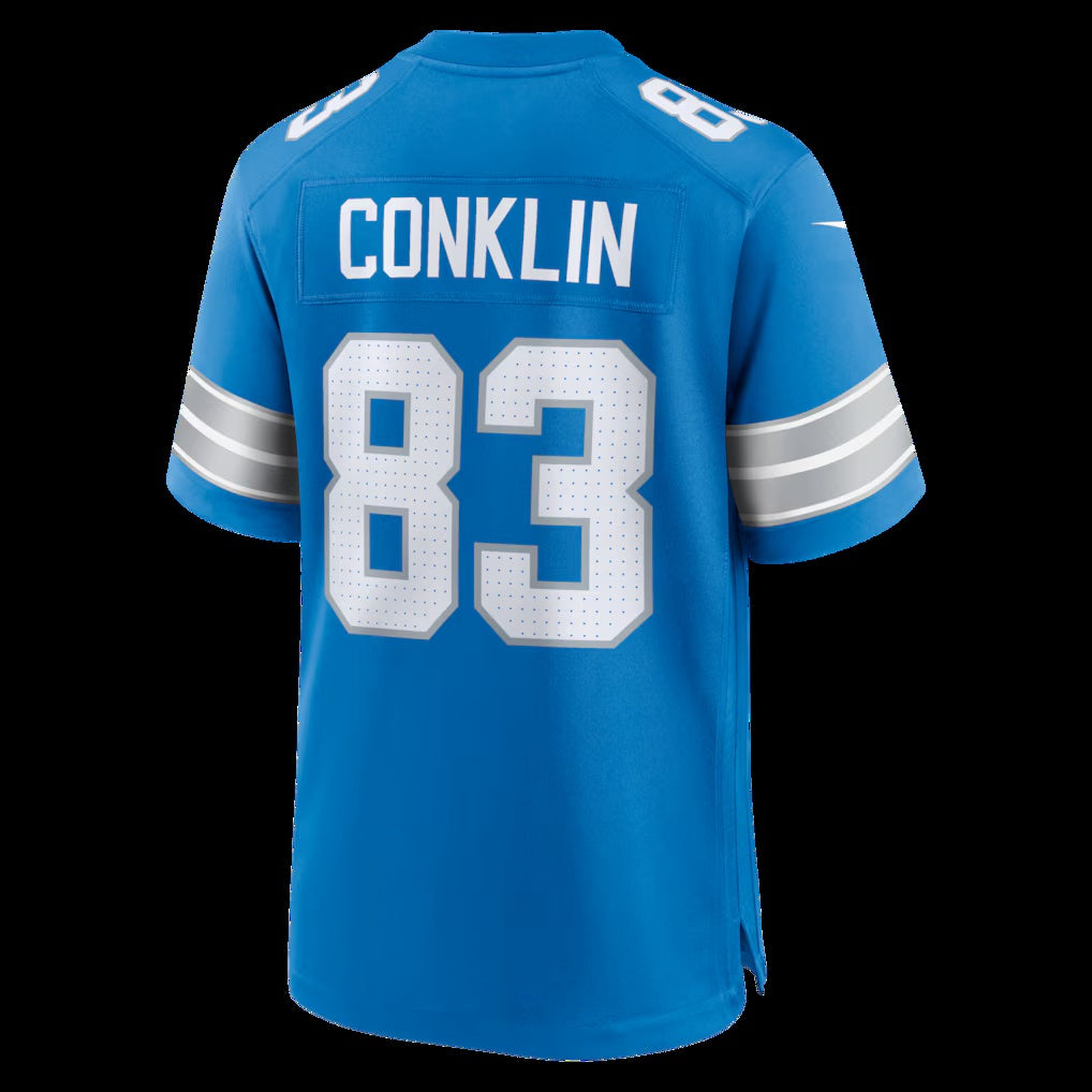 D.Lions #83 Tyler Conklin Blue Team Game Stitched Football American Jersey