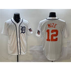 Detroit Tigers #12 Casey Mize White With Patch Cool Base Stitched Baseball Jersey