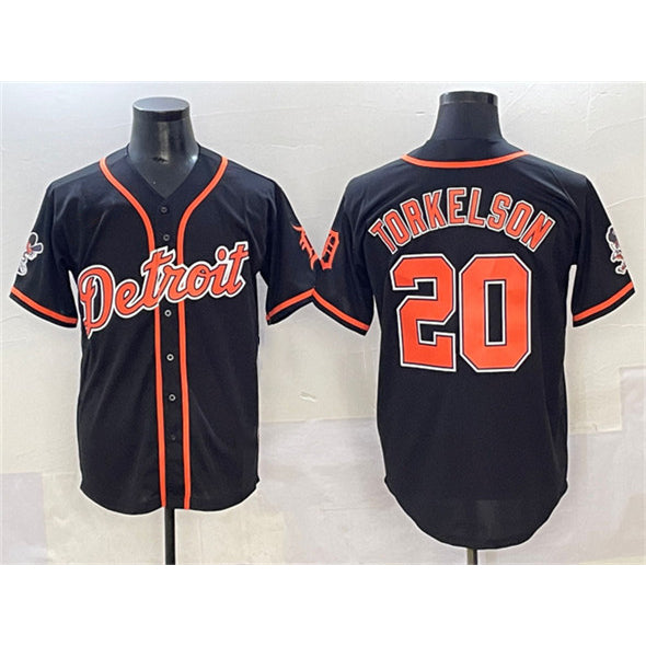 Detroit Tigers #20 Spencer Torkelson Black With Patch Cool Base Stitched Baseball Jersey