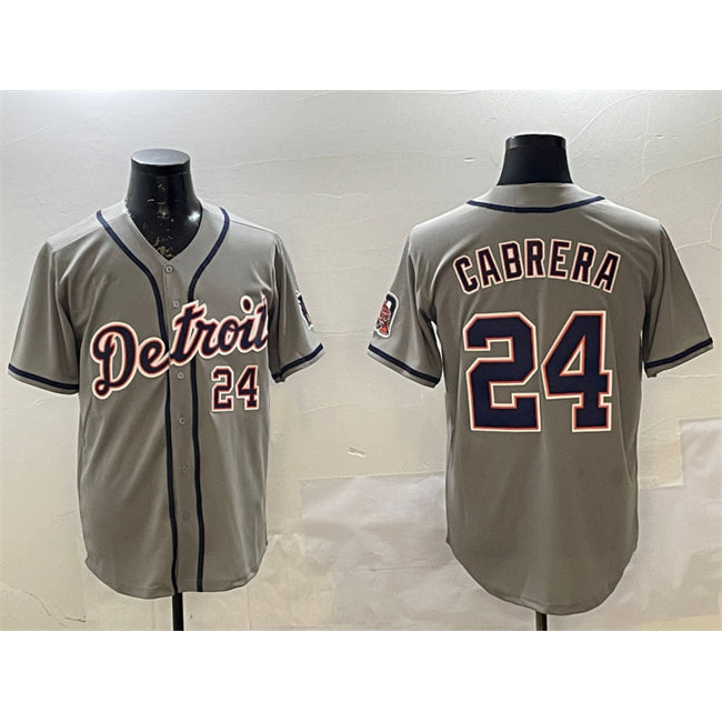 Detroit Tigers #24 Miguel Cabrera Gray Cool Base Stitched Baseball Jersey