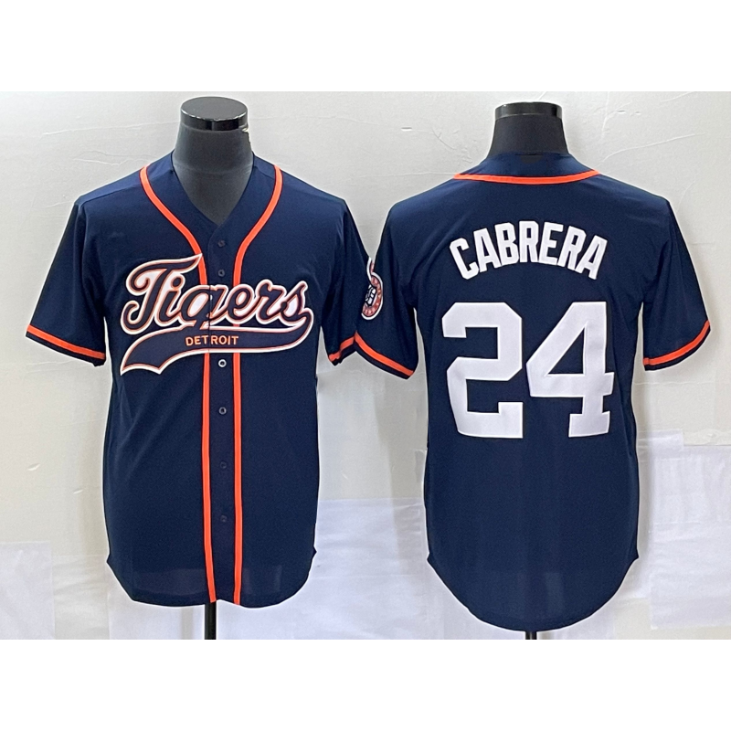 Detroit Tigers #24 Miguel Cabrera Navy Cool Base Stitched Baseball Jersey