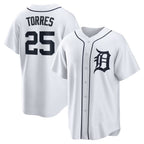 Detroit Tigers #25 Gleyber Torres White Home Replica Baseball Jersey