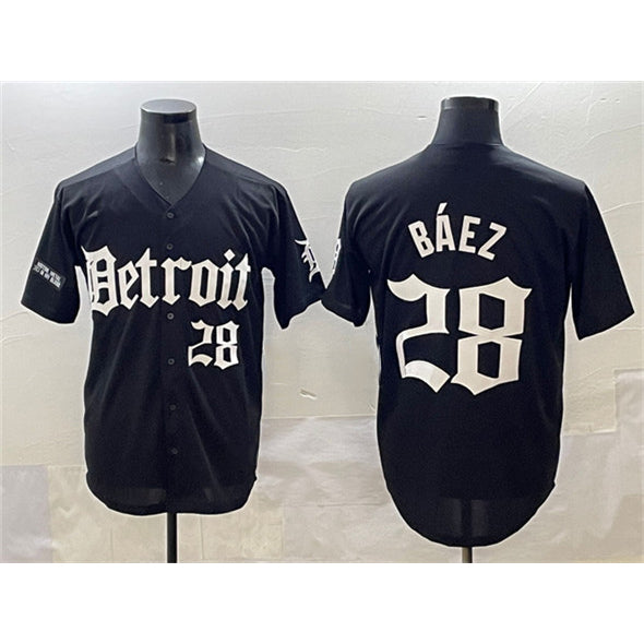 Detroit Tigers #28 Javier Báez Black 'Motor Gothic Edition' Vapor Premier Limited Stitched Baseball Jersey