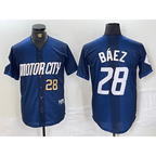Detroit Tigers #28 Javier Baez Number 2024 Navy City Connect Cool Base Limited Stitched Baseball Jersey