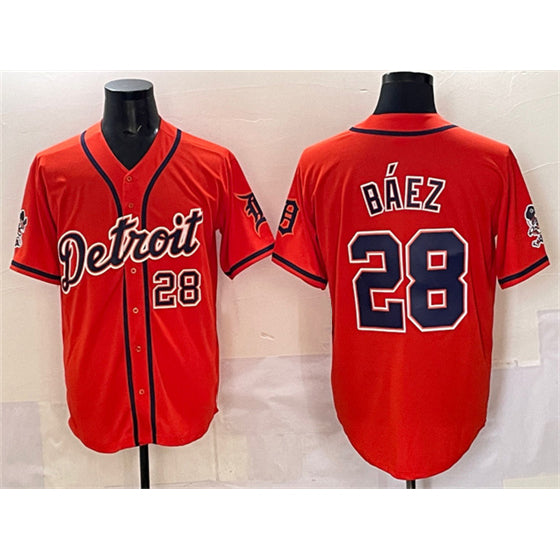 Detroit Tigers #28 Javier Báez Orange With Patch Vapor Premier Limited Stitched Baseball Jersey