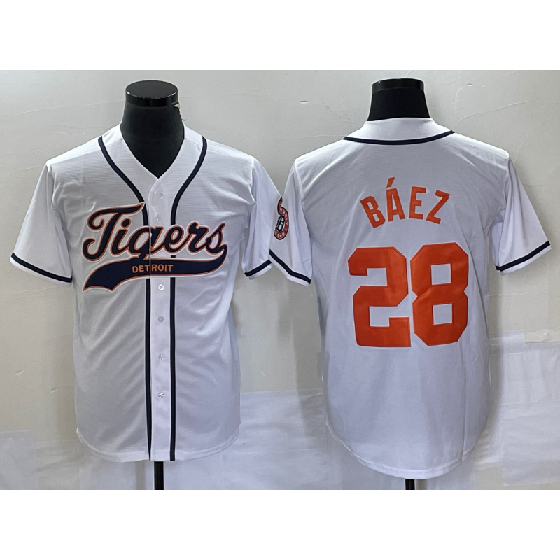 Detroit Tigers #28 Javier Báez White Cool Base Stitched Baseball Jersey