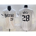 Detroit Tigers #28 Javier Báez White 'Motor Gothic Edition' Vapor Premier Limited Stitched Baseball Jersey