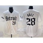 Detroit Tigers #28 Javier Báez White 'Motor Gothic Edition' Vapor Premier Limited Stitched Baseball Jersey