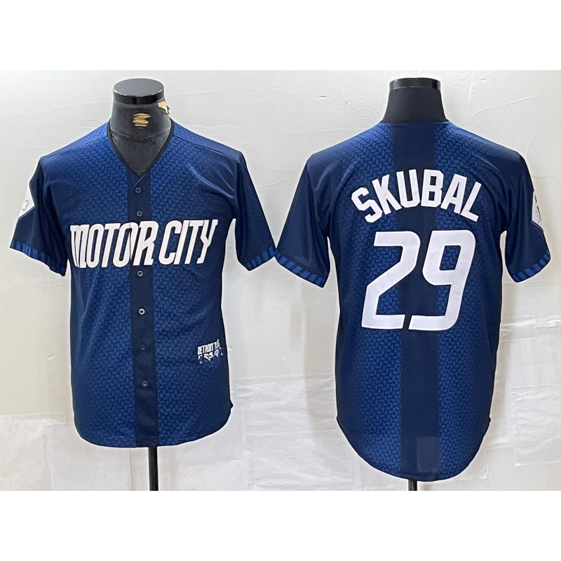 Detroit Tigers #29 Tarik Skubal 2024 Navy City Connect Cool Base Limited Stitched Baseball Jersey