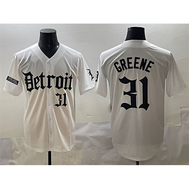 Detroit Tigers #31 Riley Greene White 'Motor Gothic Edition' Vapor Premier Limited Stitched Baseball Jersey