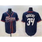 Detroit Tigers #34 Jake Rogers Navy With Patch Cool Base Stitched Baseball Jersey