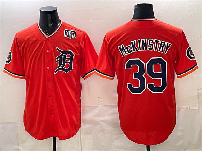 Detroit Tigers #39 Zach McKinstry Orange 2026 Alternate USA 250' Patch Vapor Premier Limited Stitched Baseball Jersey