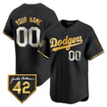 Dodgers 2024 Jackie Robinson Patch Vapor Premier Limited Custom Jersey ¨C All Stitched-Black Baseball Jersey