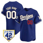 Dodgers 2024 Jackie Robinson Patch Vapor Premier Limited Custom Jersey ¨C Royal Baseball Jersey
