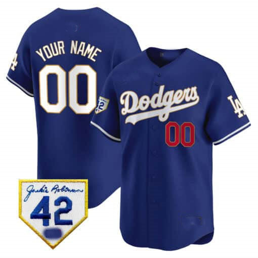 Dodgers 2024 Jackie Robinson Patch Vapor Premier Limited Custom Jersey ¨C Royal Baseball Jersey