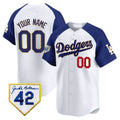Dodgers 2024 Jackie Robinson Patch Vapor Premier Limited Custom Jersey ¨C White Baseball Jersey