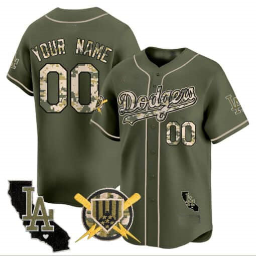 Dodgers Armed Forces Day Vapor Premier Limited Custom Jersey ¨C Green Baseball Jersey