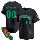 Dodgers Mexico California Patch Vapor Premier Limited Custom Jersey V3 ¨C Black Baseball Jersey