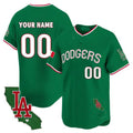 Dodgers Mexico California Patch Vapor Premier Limited Custom Jersey V3 ¨C Green Baseball Jersey